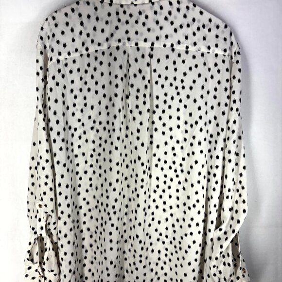 Charter Club White Black Polka Dot Long Sleeve Button Blouse - Picture 6 of 8